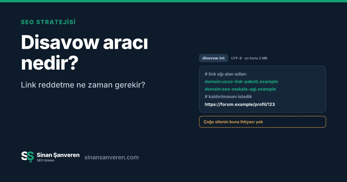 Reddedilecek alan adlarını içeren örnek disavow dosyası