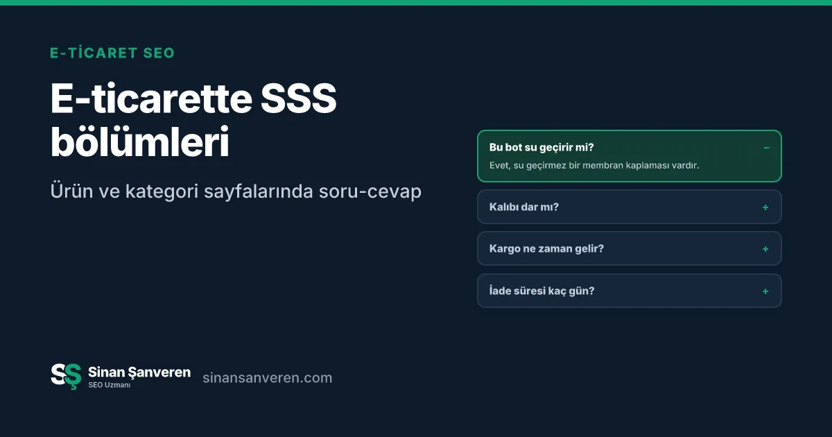 Ürün sayfasında açılır sık sorulan sorular bölümü