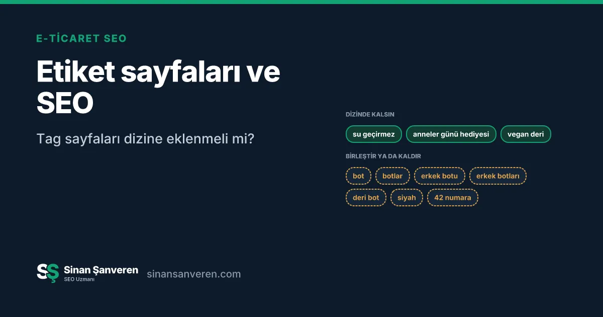 Dizinde kalacak ve birleştirilecek etiket sayfası örnekleri