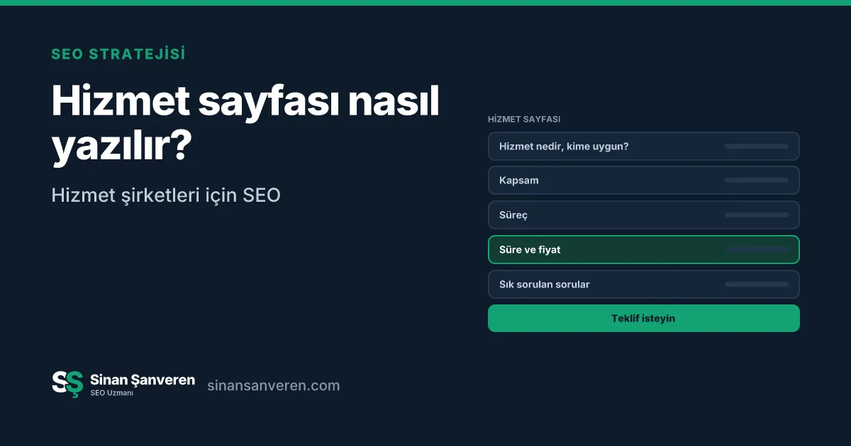 Bir hizmet sayfasının bölümleri