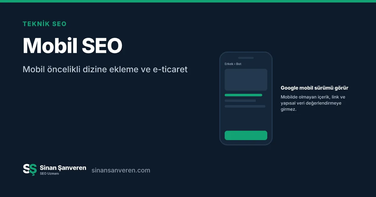 Google'ın değerlendirdiği mobil sürüm: breadcrumb, ürün görseli ve sepete ekle düğmesi