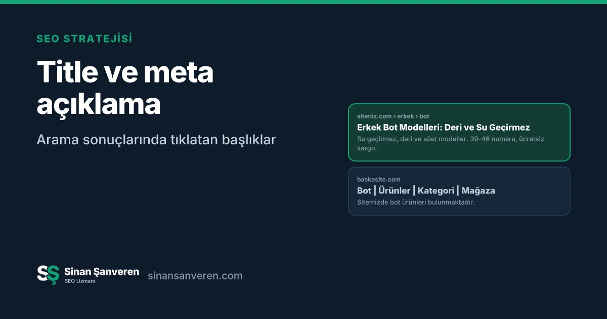 İyi ve kötü yazılmış iki arama sonucunun başlık ve açıklama karşılaştırması