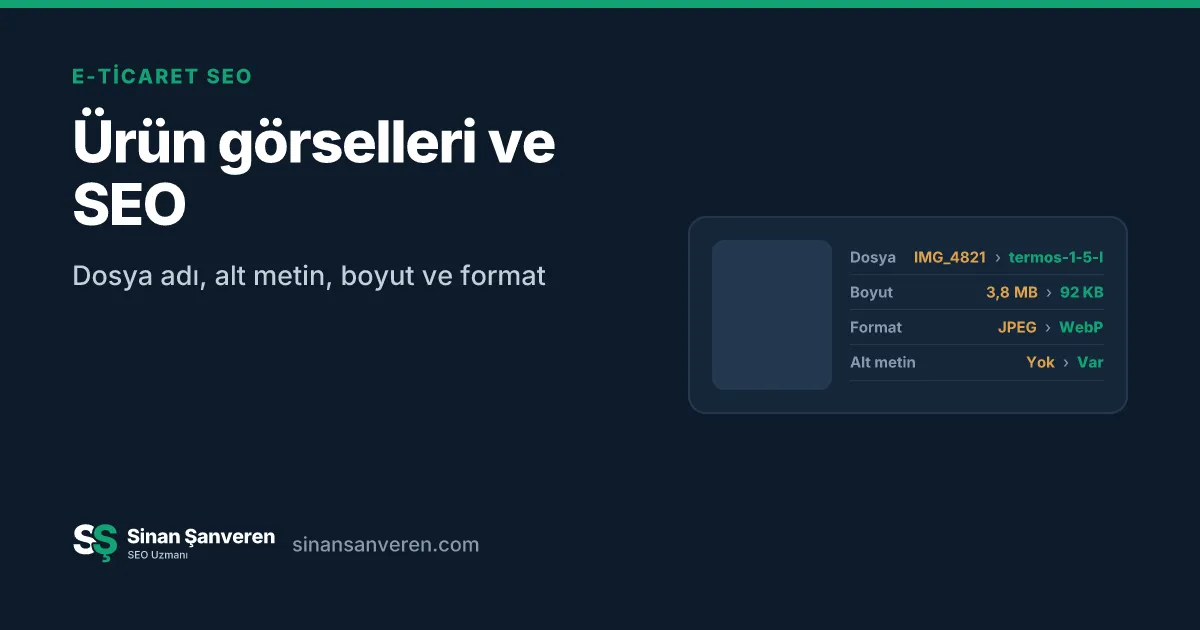 Ürün görseli optimizasyonu: dosya adı, boyut, format ve alt metin karşılaştırması