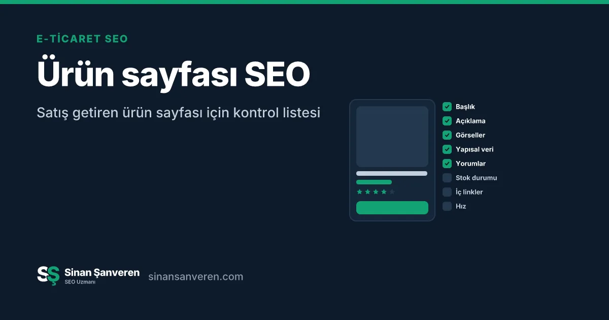 Bir ürün sayfası ve SEO kontrol listesi