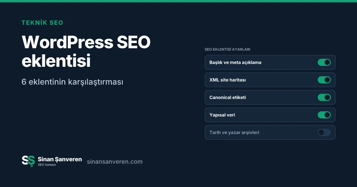 SEO eklentisi ayarlarında açık ve kapalı seçenekler